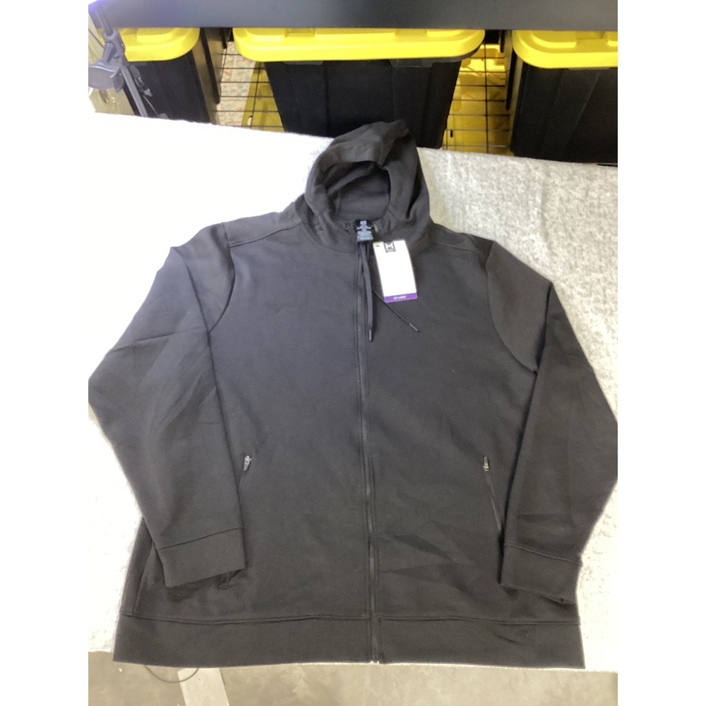 Member's Mark Mens XXL Black Everyday Full Zip Active Hoodie NWT Double Knit
